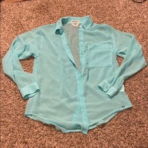 Light blue garage button up